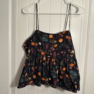 A New Day Black and Orange Peplum Bustier Camisole